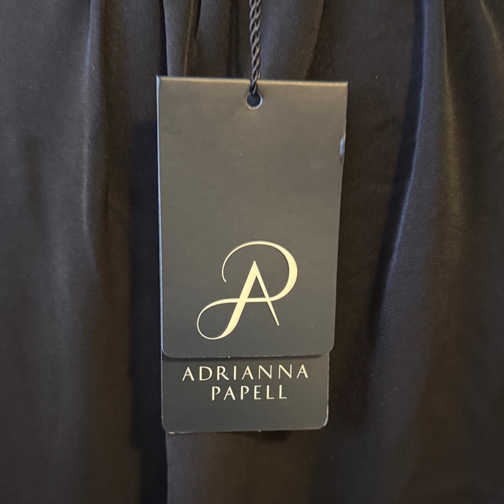 Adrianna Papell Women's Black Silky Top w/ Brocade Trim On Collar/Cuffs L NWT ❤️ - Picture 5 of 12